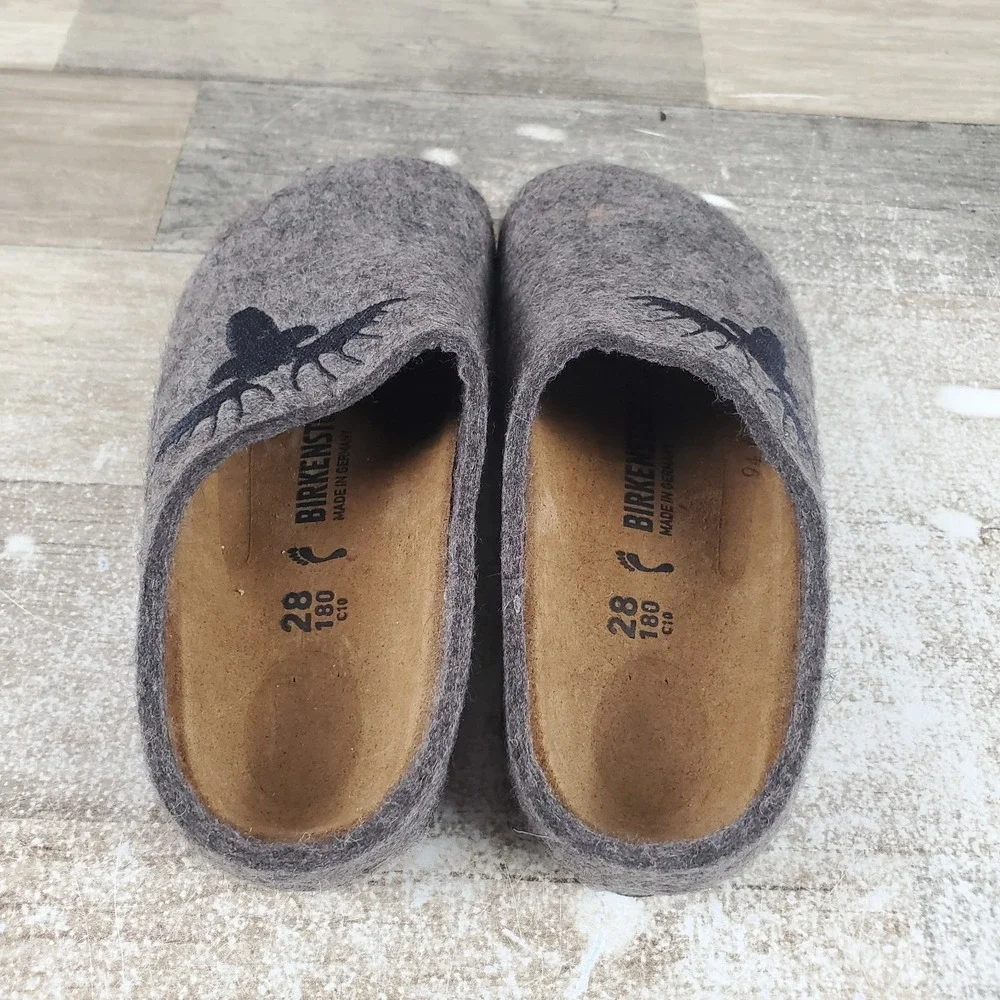 Birkenstock Kaprun Kids Clogs Sz 10 Gray Elk Wool Narrow Slip On Slippers
